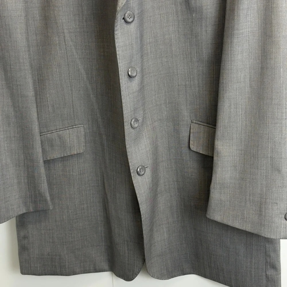 Ferera Italy Mens 48L‎ Grey Super 150s Wool 4 Button Peak Lapel Suit Jacket